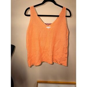 Gilli Orange Knit V-Neck Sweater Tank Top Womens Medium Sleeveless Casual